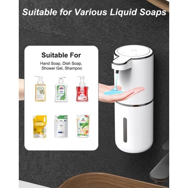 Automatisk sæbedispenser, 380 ML USB C genopladelig flydende sæbedispenser med 4 justerbare niveauer