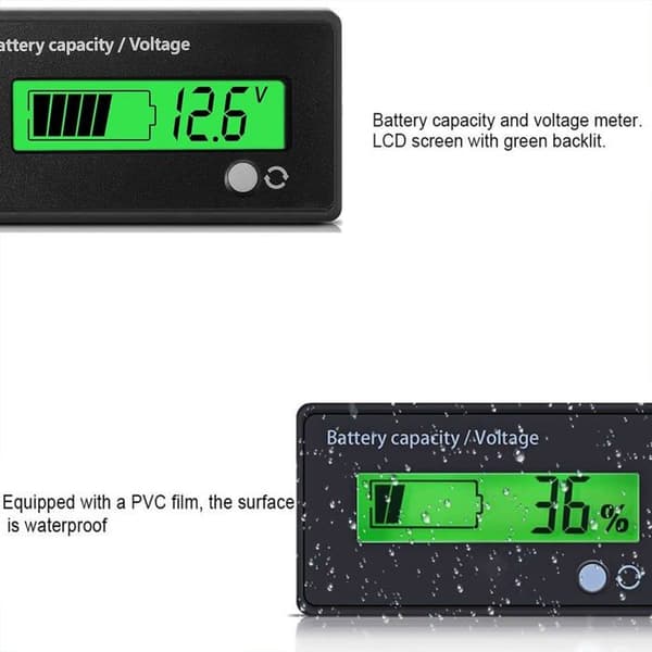 12-84V Batteritester - LCD-display - <20% Alarm - Bly- og lithiumkompatibel