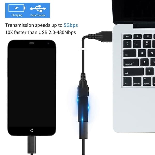 2 stk. USB Type C 3.1 hun til 3.0 A hun data synkronisering opladningsadapter stik Ft