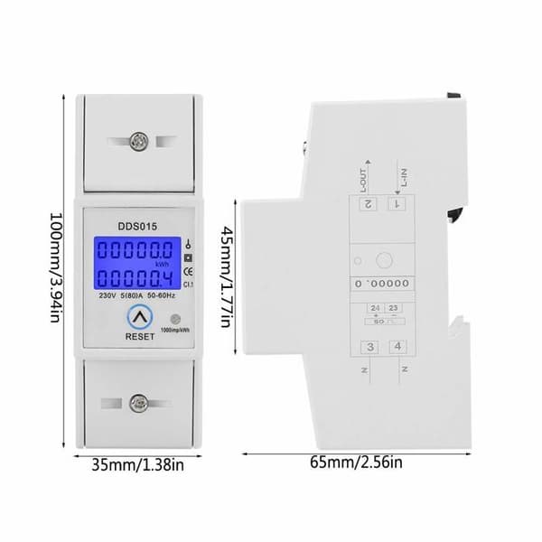 Enfas energimåler 5-80A 230V 50Hz LCD - Digital wattmeter