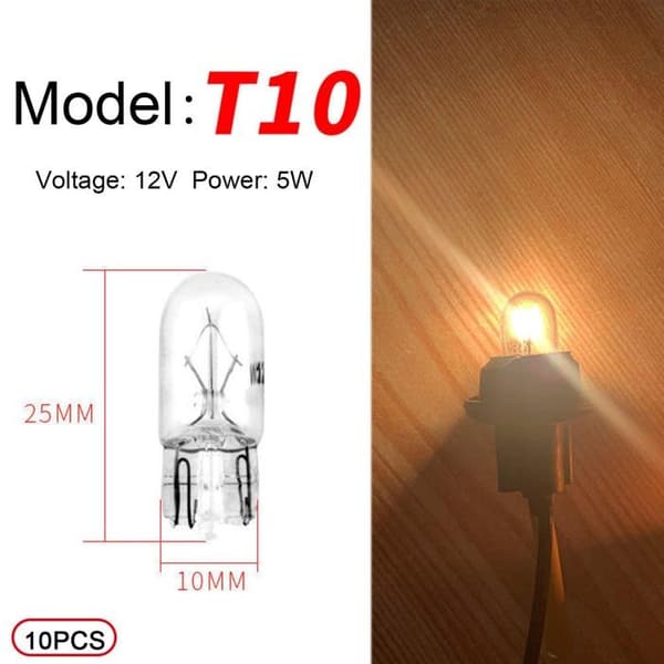 10 stk. hvide T10 LED-pærer, 5W nummerpladelys, sidemarkeringslys, nummerplade DC 12V