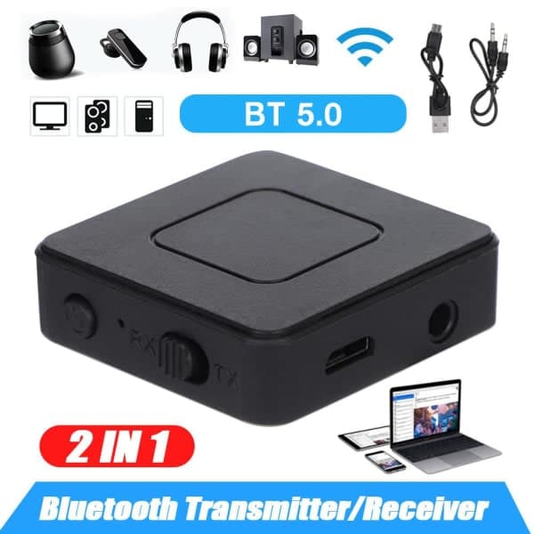 Bluetooth 5.0 mottaker sender trådløs lydadapter 3,5 mm