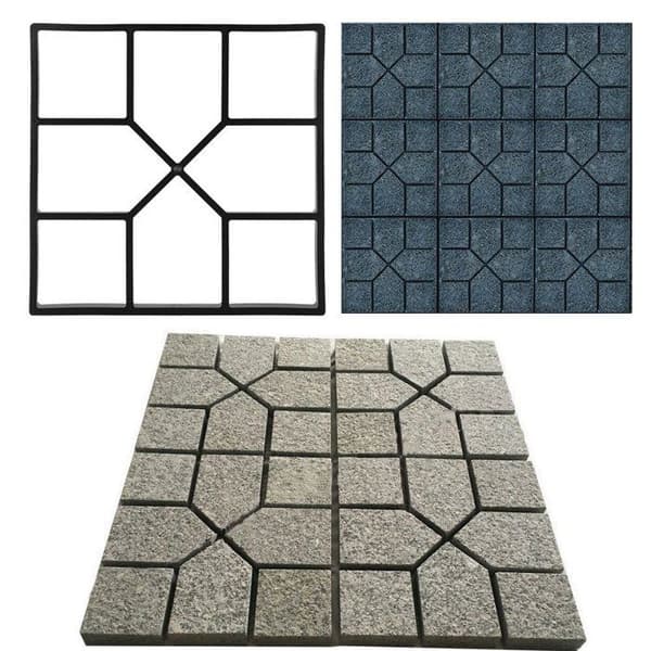 Gjenbrukbar PP hagehellerform, 40 x 40 x 4 cm - geometrisk mønster