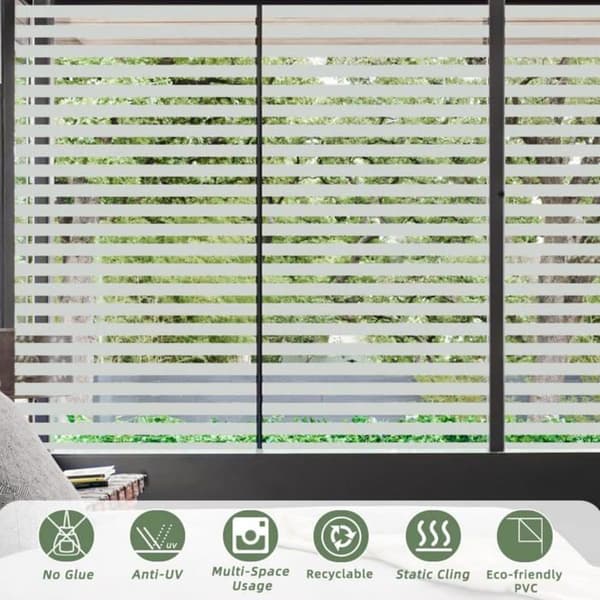 Vinduesfolie 44,3 x 200 cm - Elektrostatisk - Tykke striber - UV-resistent