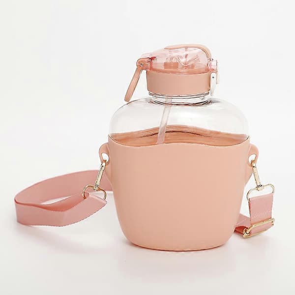 Godisfärgad utomhusrem halm sportflaska rosa 800ML