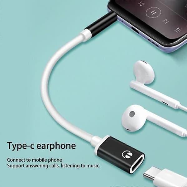 3,5 mm hann rund analog hodetelefonadapter til USB-C hunn, flat, S5J7