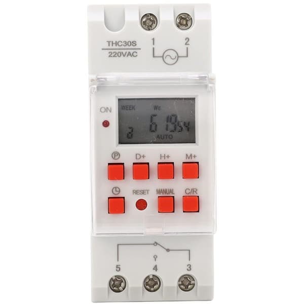 Digital timer til 30A elvandvarmer – 220V – 1-sekunds timer – LCD-skærm – 35mm skinne montering