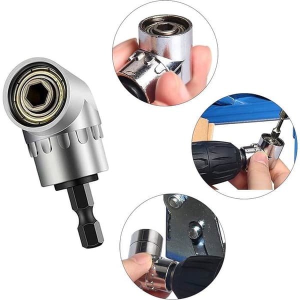 8-delars borrförlängningssats med flexibel axel + 105° vinkel + 3 adaptrar (1/4\", 3/8\", 1/2\") + 3 magnetiska bitshållare
