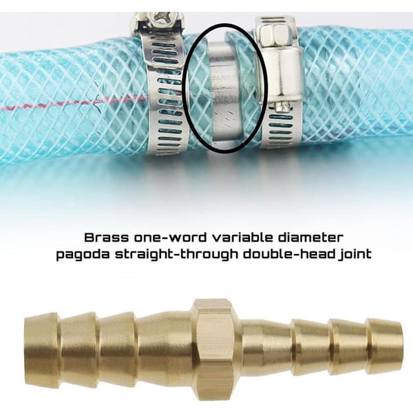 2 stk. messing modhagere reducerende slangefitting lige forbindelse 8 mm til 6 mm til bådluftslange