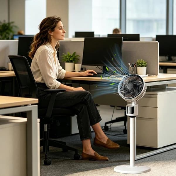 Stille USB Teleskopisk Piedestalventilator - Luftcirkulator til Stue, Soveværelse, Indendørs Kontor