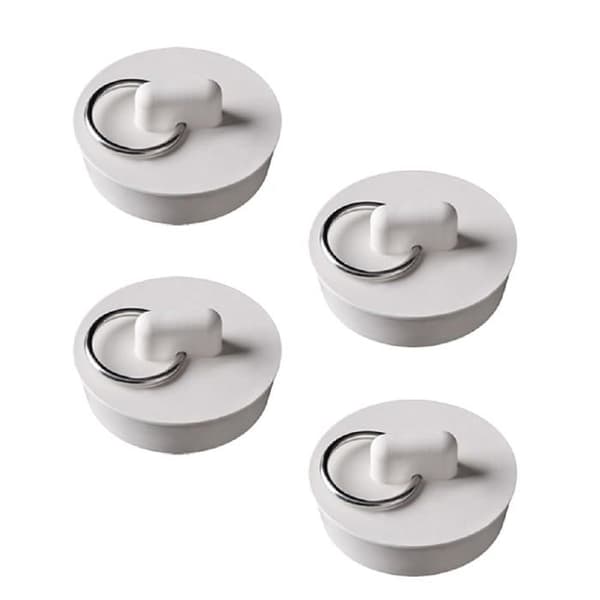 Universal avloppsplugg 41-44 mm - vitt gummi - hängande ring - 4-pack