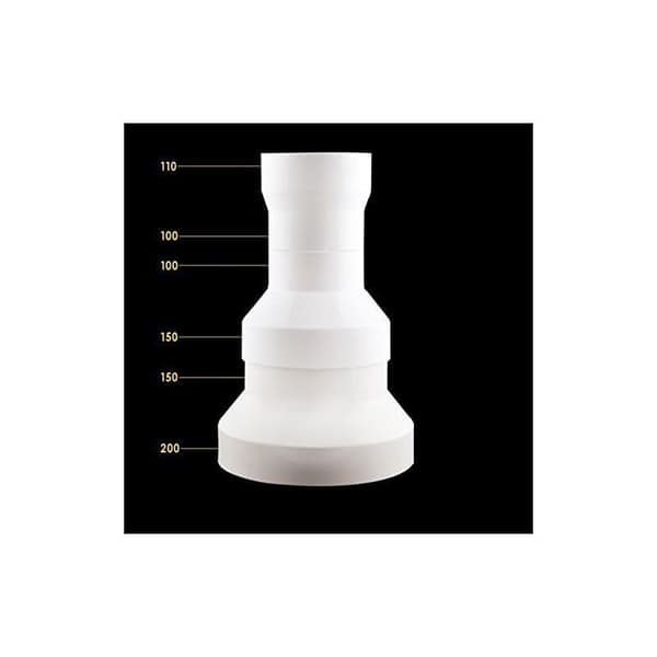 Kanaladapter, kanalreduktionsadapter til udsugningsventilator til ventilationskanal (200 mm til 150 mm)