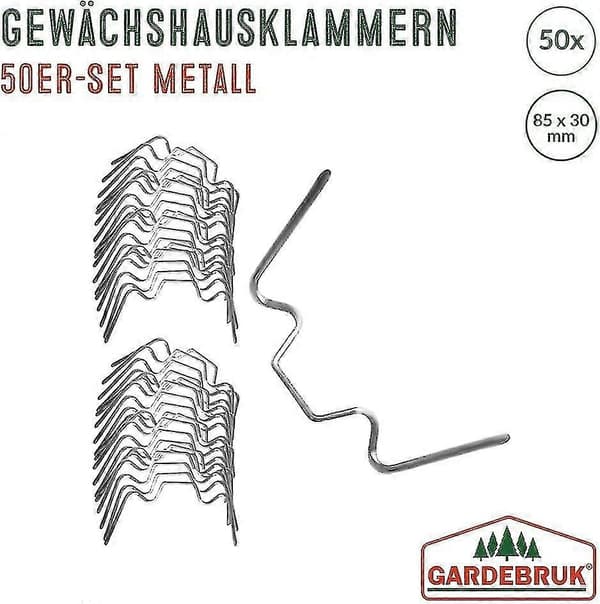 50 stk. rustfrie drivhusglassklips i polykarbonat, festeklips til drivhus, W-klemmer