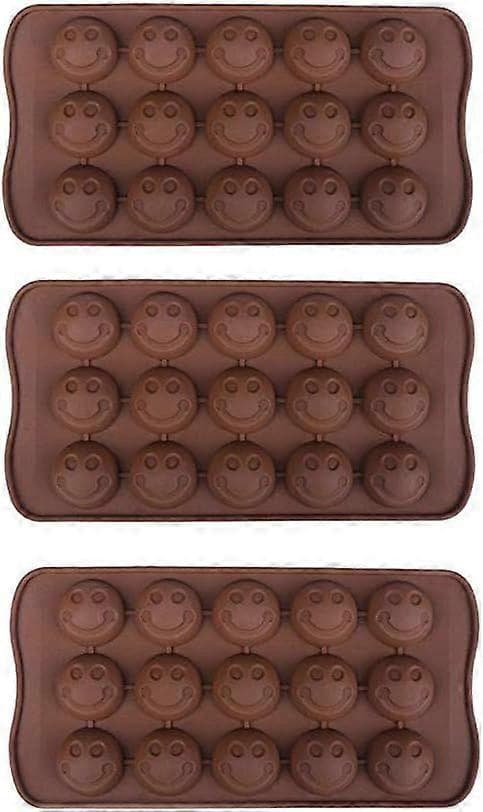 3-pakning X Smiley Face Emoji Isbit Sjokolade Såpebrett Form Silikon Party Maker