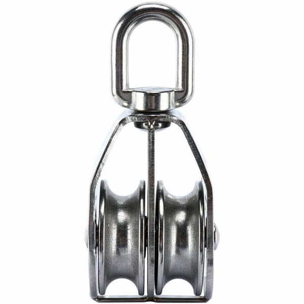 Dobbelt remskive M50 - 304 rustfrit stål - 400 kg bæreevne - Til reb <10 mm