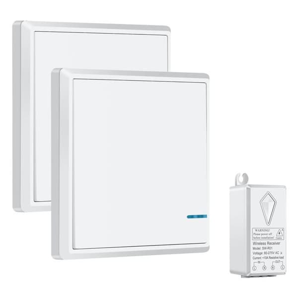 Trådløs bryter med IP66 vanntett mottaker – 86×86 mm, programmerbar (opptil 8), 10 A