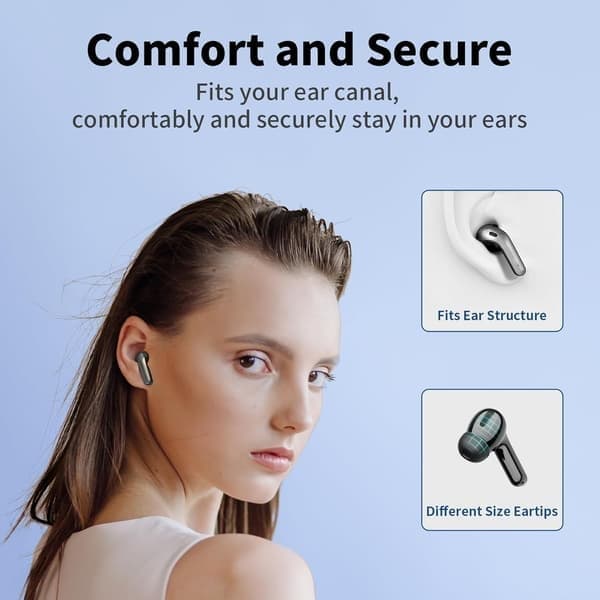 Bluetooth-hörlurar True Wireless Earbuds Power Display-hörlurar med trådlöst laddningsfodral svart black