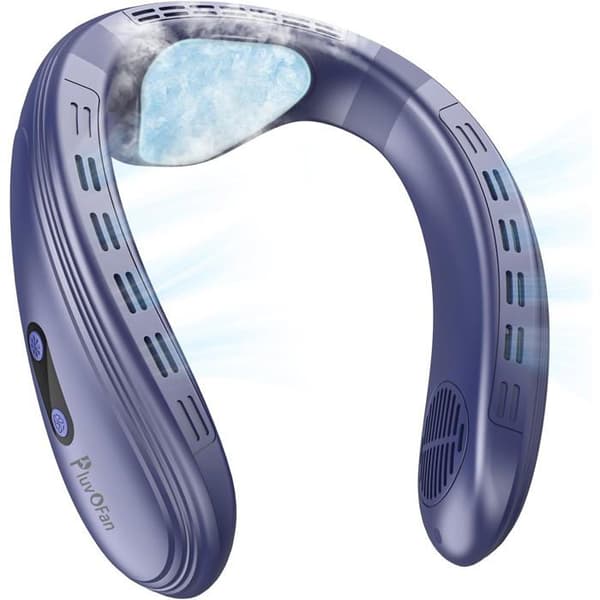 Bladeless halsventilator - Stilrent design - 3 hastigheder - Køleplade - USB genopladelig