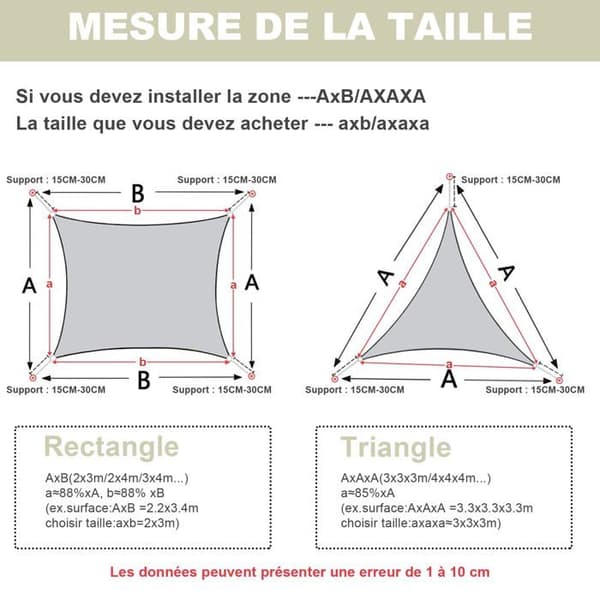 Trekantet solsejl 4×4×5,65 m - vandtæt polyester, UV-beskyttelse, creme