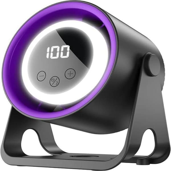 Lille, ultra-stille ventilator med LED-display i realtid og kraftfuld 5-trins luftstrøm