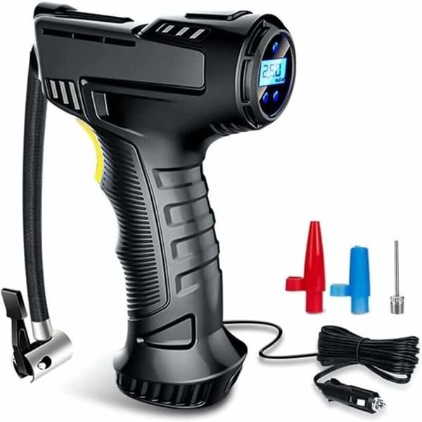 Bærbar luftkompressor - Universalmodell - 12V DC - LCD-skjerm og LED-lys - 6000mAh batteri/25L/min