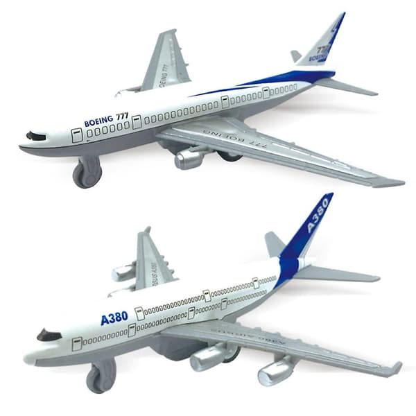 Farfi 2 stk. Mini Simulation 777 A380 Træk Tilbage Fly Flymodel Samlerlegetøj