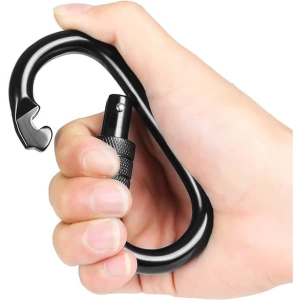 Klatrekarabiner, pakke med 5 - Rustfrit stål - 20 kN - Låsbar oval