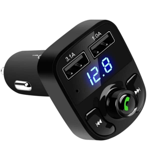 FM Transmitter X8 med Bluetooth og Håndfri - Trådløs Musik Sort