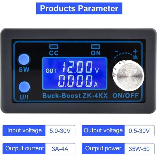 DC Buck Boost Converter - Variabel Spänningsregulator - DC CV Strömförsörjningsmodul 0,5-30 V 4 A 5 V 6 V 12 V 24 V - LCD-display - Spänning..