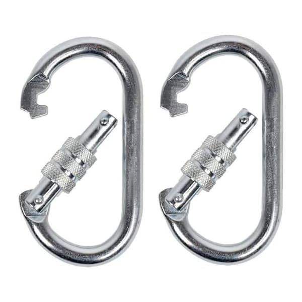 Oval klätterkarbinhake 25 kN - Aluminium - Skruvlåsning - 2-pack
