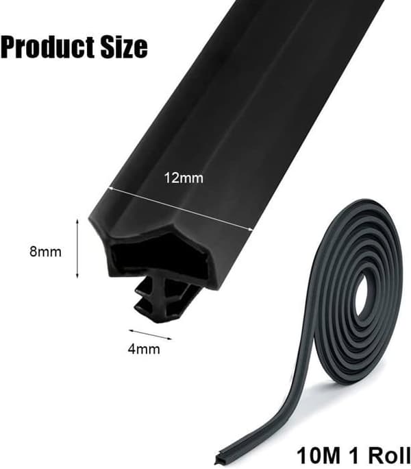 Dörrtätning, 10m PVC - Längd 10m - Spår 4mm - Djup 7mm