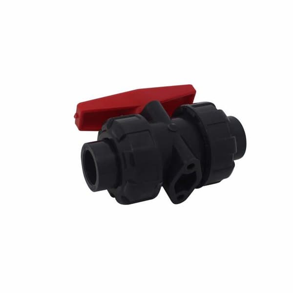 25 mm dobbel union PVC kuleventil - rød/grå UPVC kuleventil