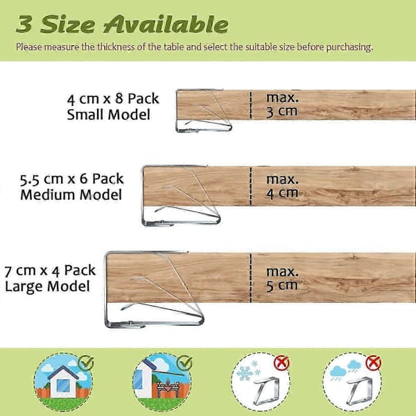 Stora dukklämmor, 4-pack, bordsklämmor i rostfritt stål, dukshållare (7 cm x 4-pack)