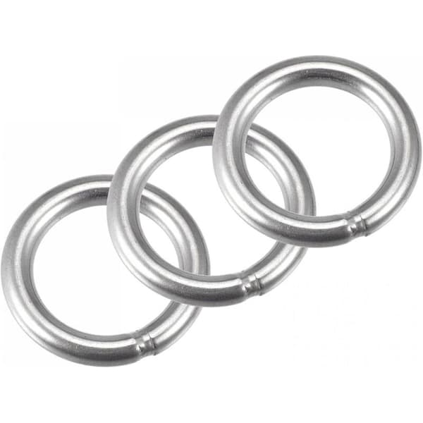 Svejset rustfrit stål 304 ring, 50 mm udvendig diameter, 8 mm tykkelse, 3 stk.