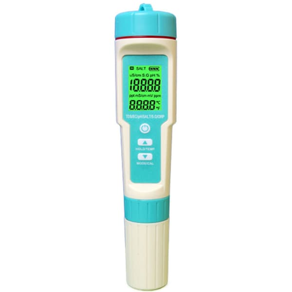 7-i-1 Vandkvalitetstester pH-meter, pH/TDS/SALT/ORP/SG/TEMP/EC med LCD, til drikkevand, pool, akvarium, hydroponics