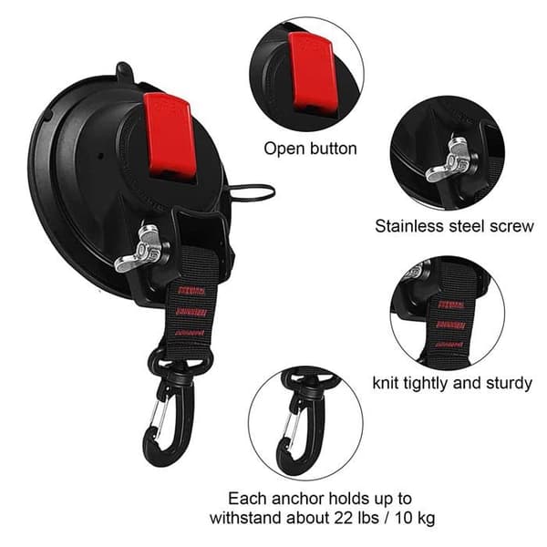 Sugkoppsfäste 2-pack - Diameter 12 cm - Sugkraft 10 kg - Nylon/ABS-rem