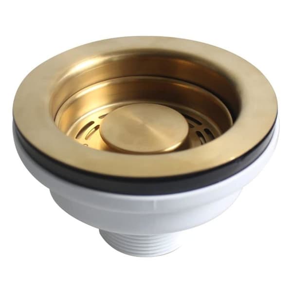 114 mm diskbänkssil - Borstad guld - U-formad avfallskorg - G3.8cm gänga