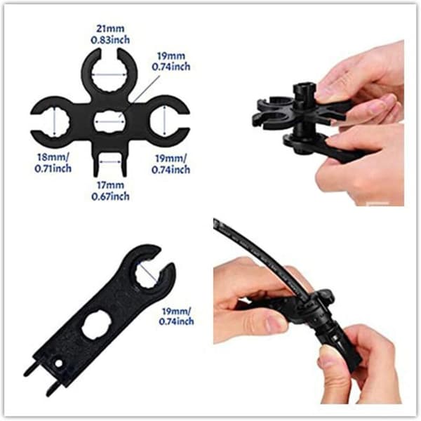 Solcelle-krympetangssæt til 2,5/4,0/6,0 mm² solpaneler, PV-kabel, krympetænger + 6 han-kabelstik + 1 par solpanelnøgler