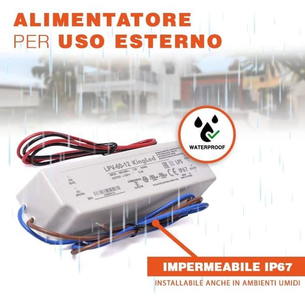 12V 60W (5A) IP67-virtalähde LPV-60-12 Vedenpitävä AC/DC-virtalähde LEDeille