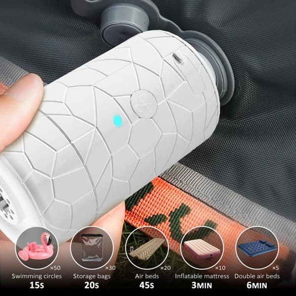 2-i-1 Bärbar Luftpump - 4000 mAh - 250 L/min - 123 g