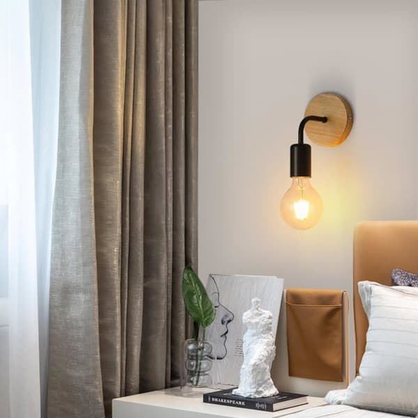 8-delad vägglampa - Vintage massivt trä - E27 ×8 - Väggmontering
