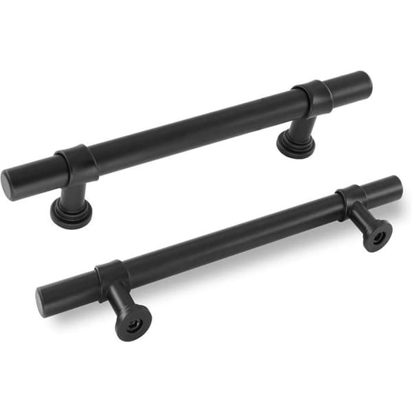 Møbelgreb, 128 mm centerafstand - Mat sort - Rustfrit stål/zinklegering - Pakke med 5