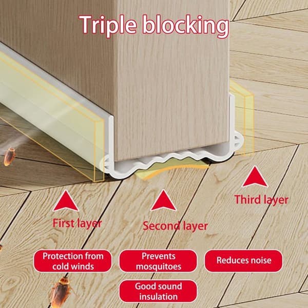 Isolerende dørlist 1m - støy- og kuldetetting svart PVC (bredde 5,5–8 cm)