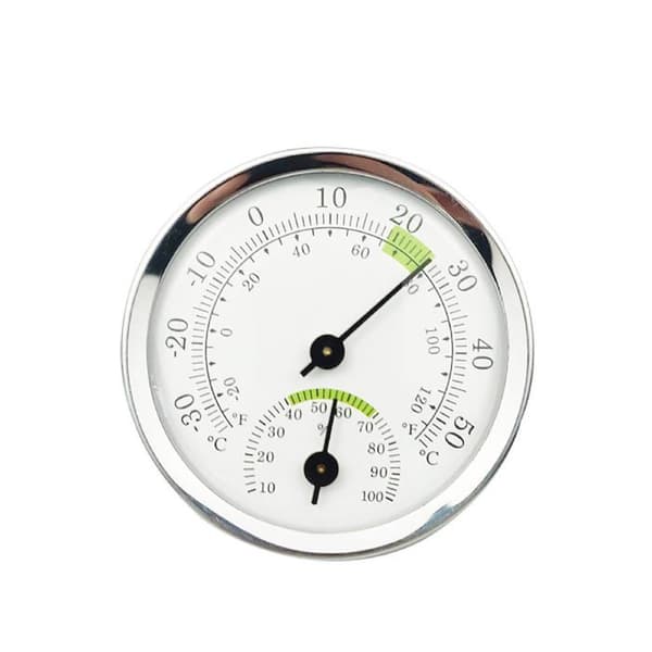Analogt termometer/hygrometer for innendørs/utendørs bruk - Hvit aluminiumskive, lett å lese