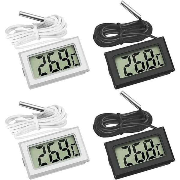 Mini digitalt LCD-termometer med temperaturprobesensor (2x svart, 2x hvit)