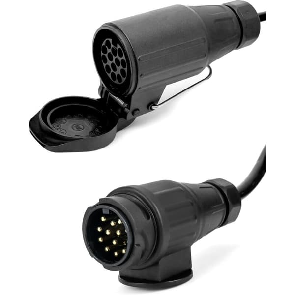 3-meter forlængerkabler til trailere - 13 til 13-polet trailerstikadapter - til campingvogn, lastbil, autocamper, traktor