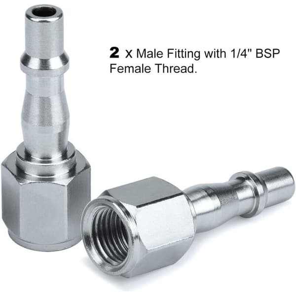 Kompressor Luftslange Fitting Luftkobling og Stik Koblingssæt Han Hun Stik, BSP 1/4\" til 6, 8 og 10 mm slange