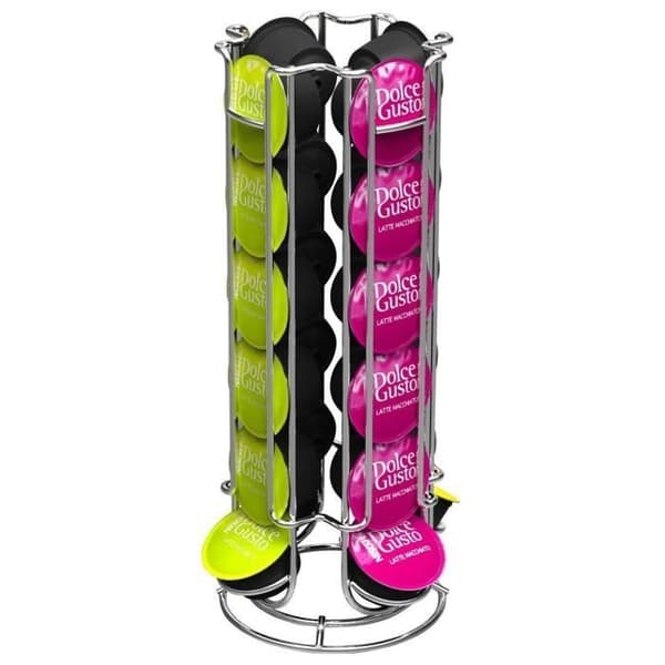 Roterende kapselholder for 24 Dolce Gusto-kapsler, kromstål
