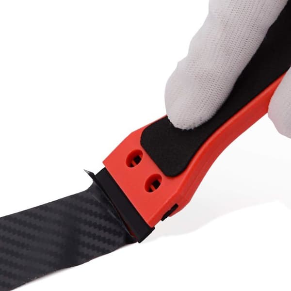 Sett med 2 røde plastskrapere + 100 utskiftbare blader – ergonomiske lange håndtak