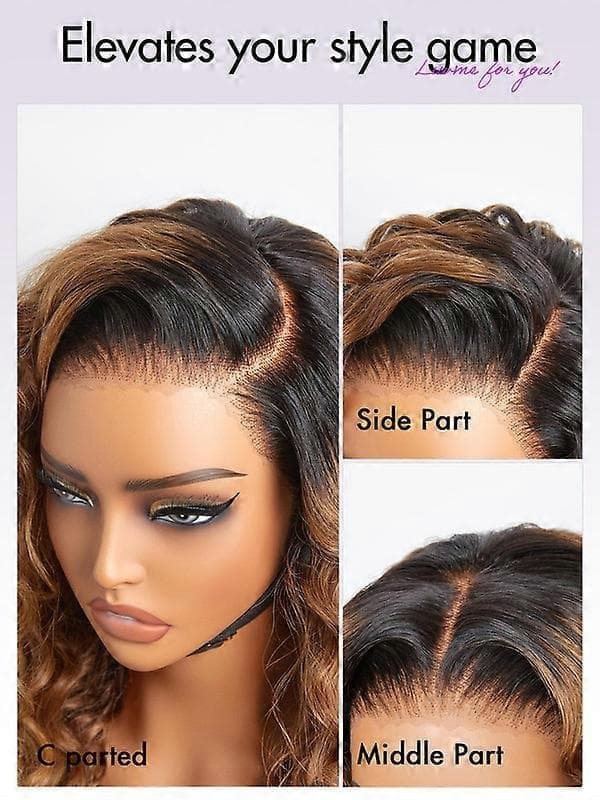 Ombre Blond Vattenvåg Limfri Del 13x4 Spetsfrontperuk